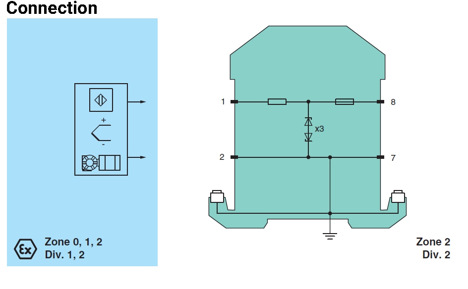 Zener Barrier Z928 Connection Technical Drawing