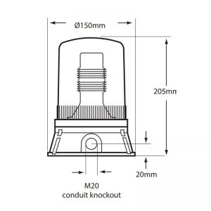 FF401-400 Series Industrial Flashing Filament Beacons Technical Drawing - Side
