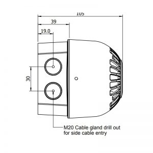 IS-S Intrinsically Safe Sounder Beacon Technical Drawing - Side