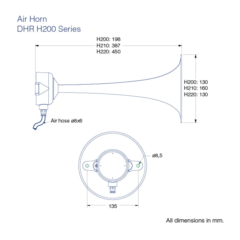 TDE Air Horn -Technical Diagram